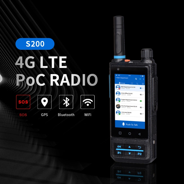 Inrico S200 Walkie Talkie Support GPS Bluetooth Sos NFC 4G Poc Radio with LED Flashlight